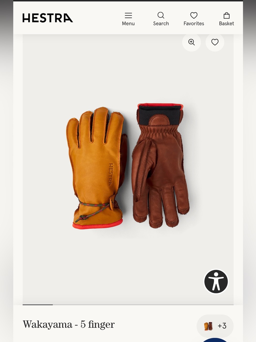 NEW Hestra Wakayama Leather Five-Finger Gloves - Brown/Tan